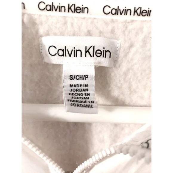 CALVIN KLEIN Fleece Jacket Windbreaker Half Zip Mock Neck Pockets Womens Small - Picture 3 of 6